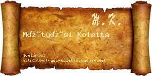 Mátyási Koletta névjegykártya